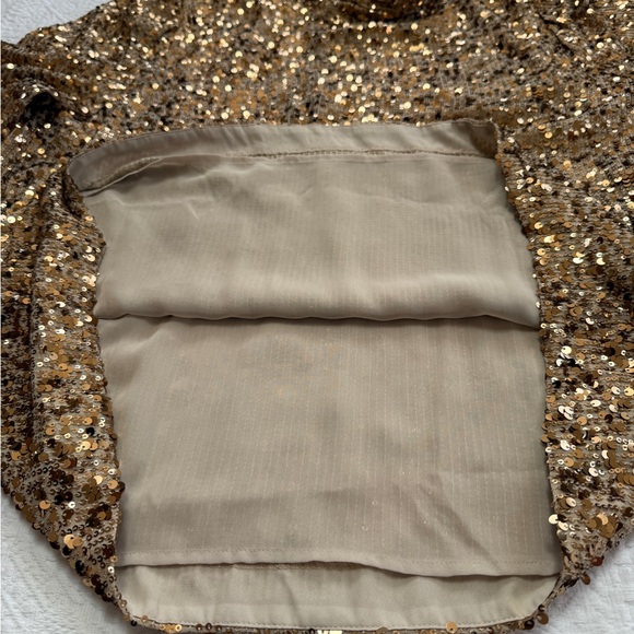 ANN TAYLOR Women's XL Gold Sequin Mock Neck Blouse - Picture 7 of 9